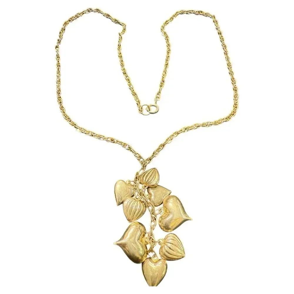 Gold Tone Necklace with Heart Charms